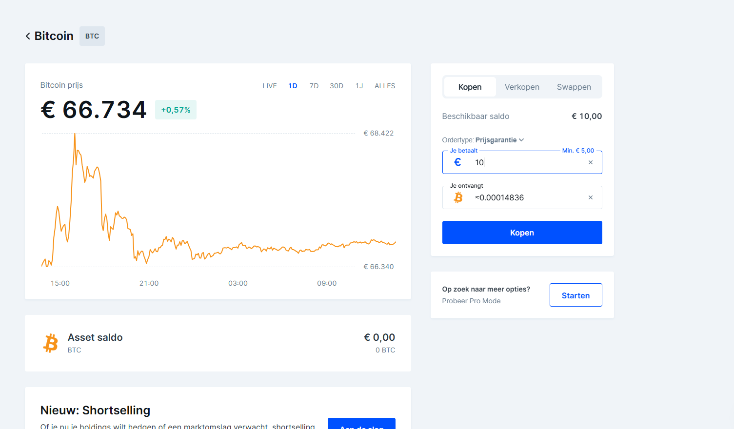 Bitcoin kopen via de Bitvavo-website